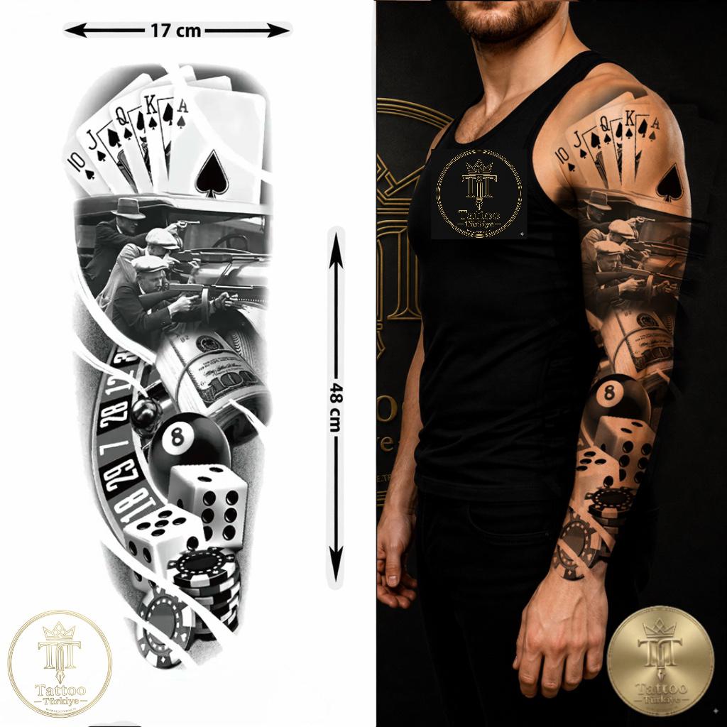 Casino & Gangster - Tam Kol Geçici Dövme