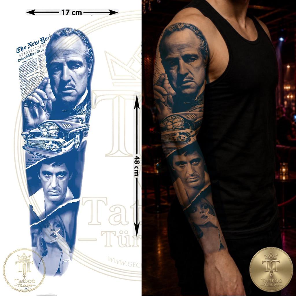 Godfather & Scarface Tam Kol Yarı Kalıcı Dövme