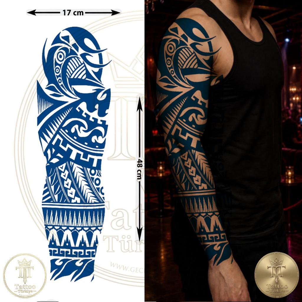 Maori Tribal Tam Kol Yarı Kalıcı Dövme