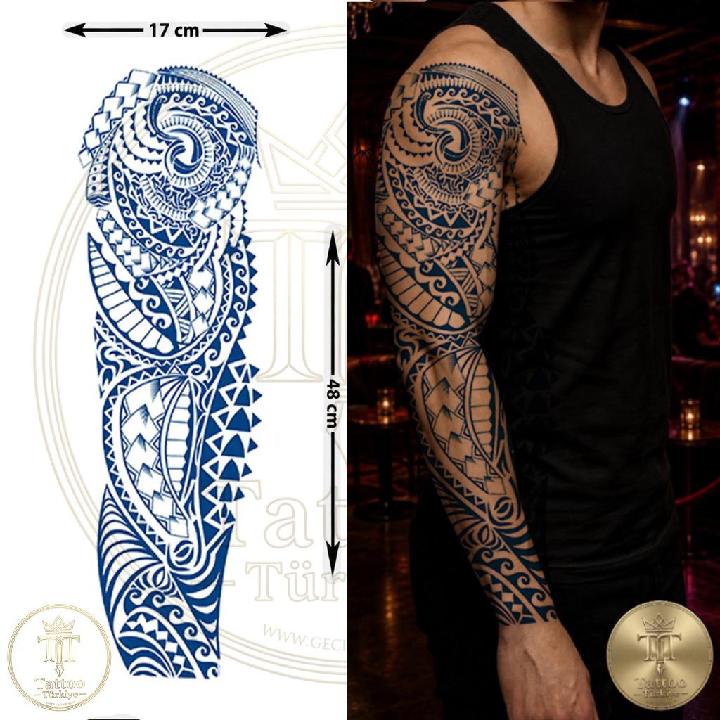 Maori Tribal Spiral Tam Kol Yarı Kalıcı Dövme