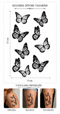 Siyah Kelebek Dövme Tasarımı (Geçici Dövme)